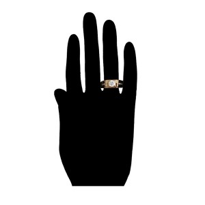 Elegants vīriešu gredzens rotāts ar baltiem cirkoniem, zelta pārklājums 18 karāti